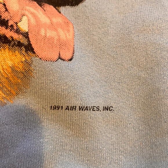 80s dog sweatshirt baby blue vintage 90s Usa made - Picture 2 of 4